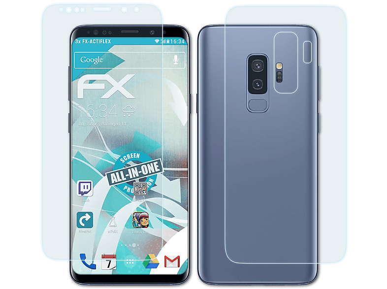 ATFOLIX 3x FX-ActiFleX Displayschutz(für Samsung Plus) S9 Galaxy