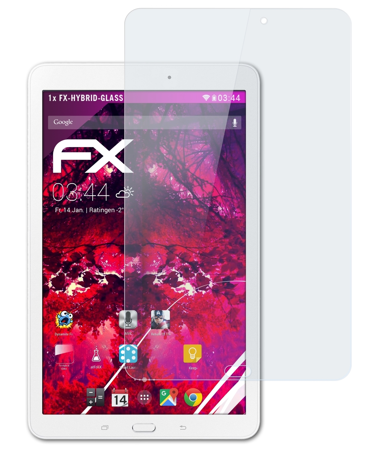 E Tab Galaxy FX-Hybrid-Glass 8.0 Schutzglas(für Samsung ATFOLIX (SM-T377))
