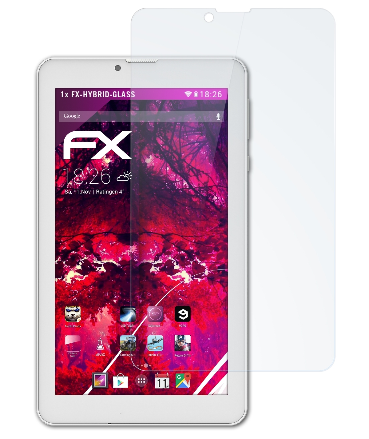 FX-Hybrid-Glass 70c Xenon) ATFOLIX Schutzglas(für Archos