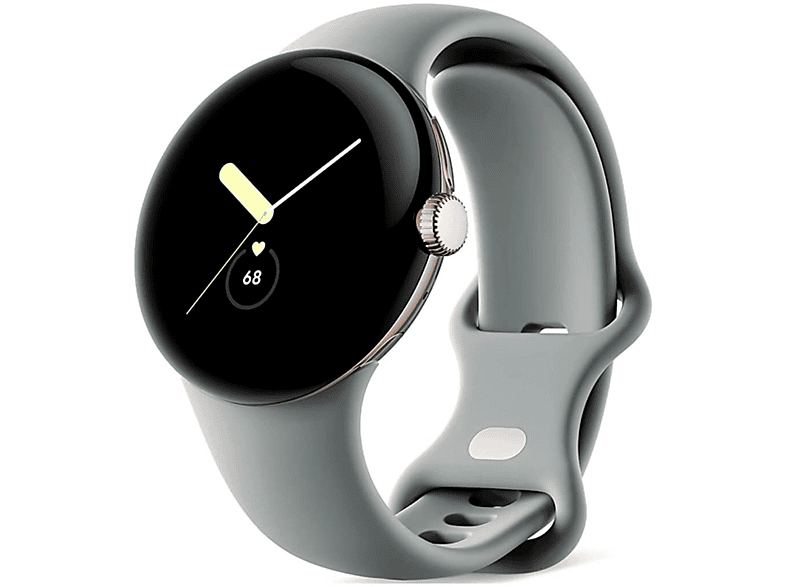 GOOGLE Pixel Watch Edelstahl Smartwatch mm, 130–210 Flouroelastomer, grau