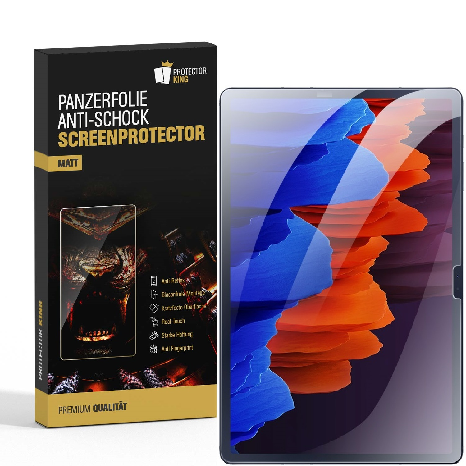PROTECTORKING 1x Panzerfolie ANTI-SHOCK ANTI-REFLEX Samsung Displayschutzfolie(für Tab S8 Plus) Galaxy MATT