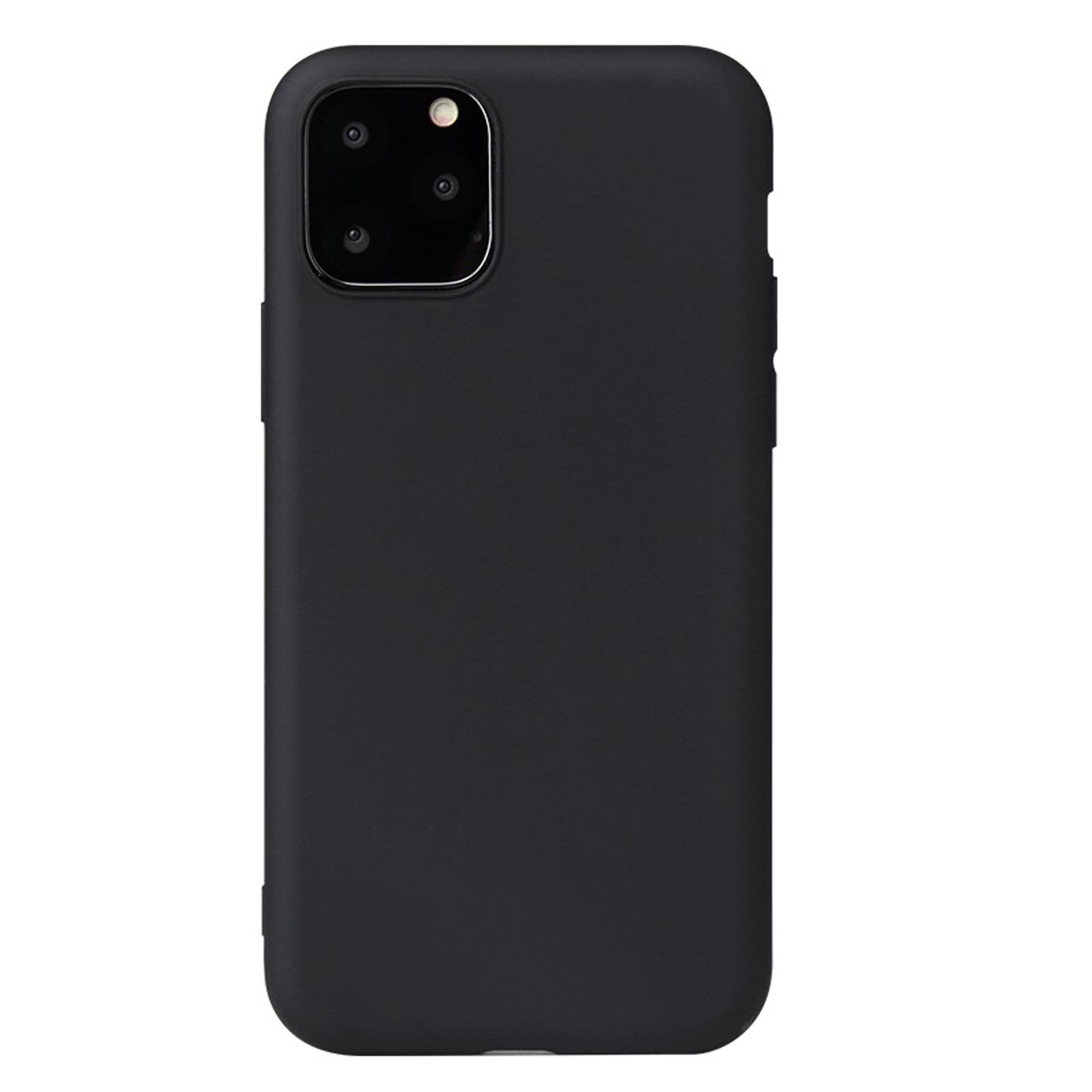 Ein schwarzes iPhone 11. Die Kamera ist sichtbar. Der Hintergrund ist weiß.
