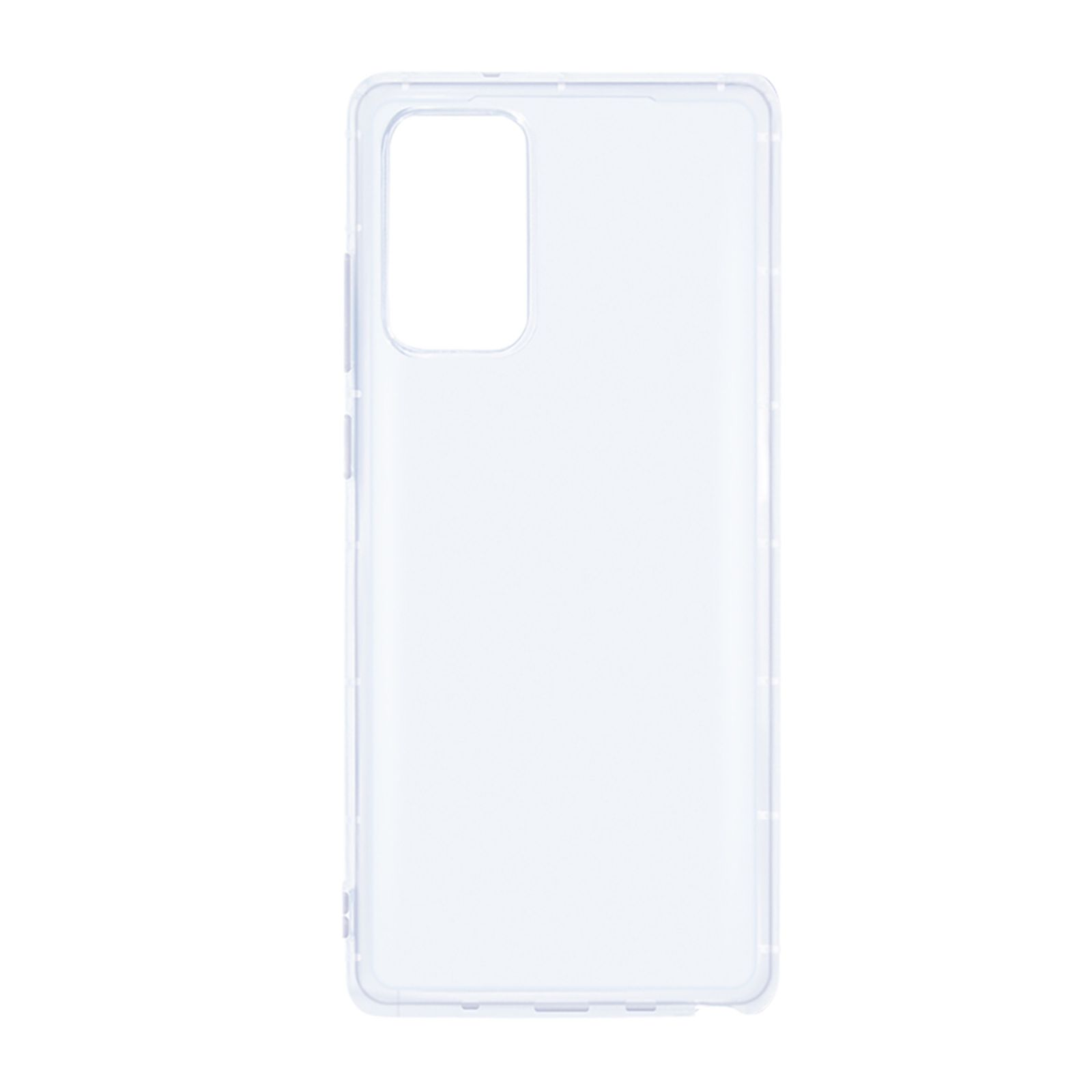 Transparente Handyhülle. Das Bild zeigt eine transparente, rechteckige Handyhülle mit erhöhten Kanten.