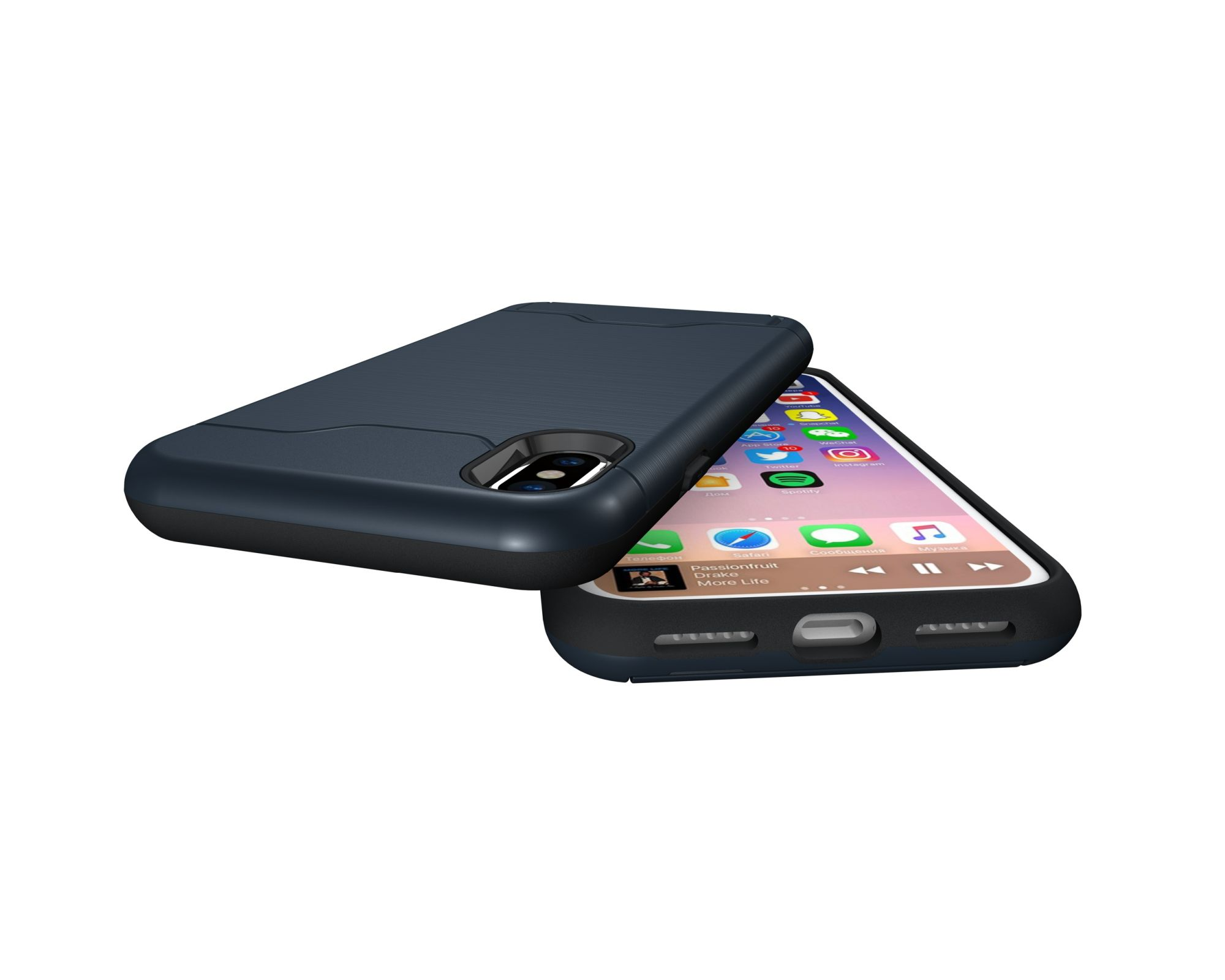 Rosa Handyhülle auf einem schwarzen Telefon, mit einem flexiblen TPU-Logo oben rechts.
