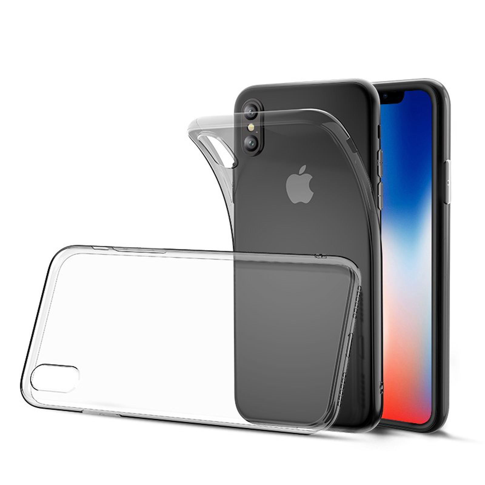 Drei Smartphones, eines mit Hülle, eines mit durchsichtiger Hülle, eines ohne Hülle.