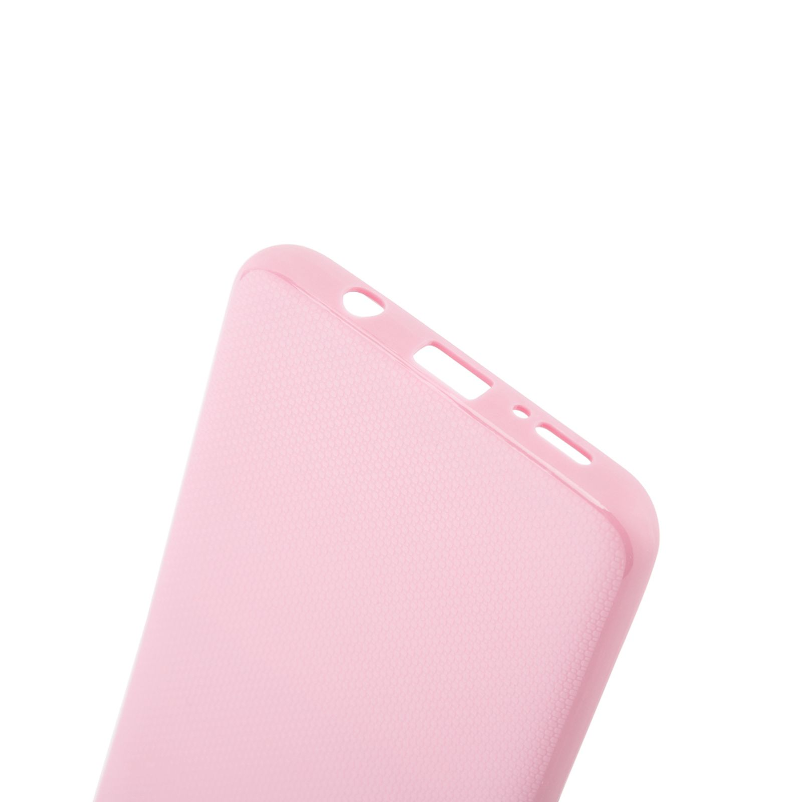 Nahaufnahme einer rosa Handyhülle. Sie hat eine strukturierte Oberfläche.
