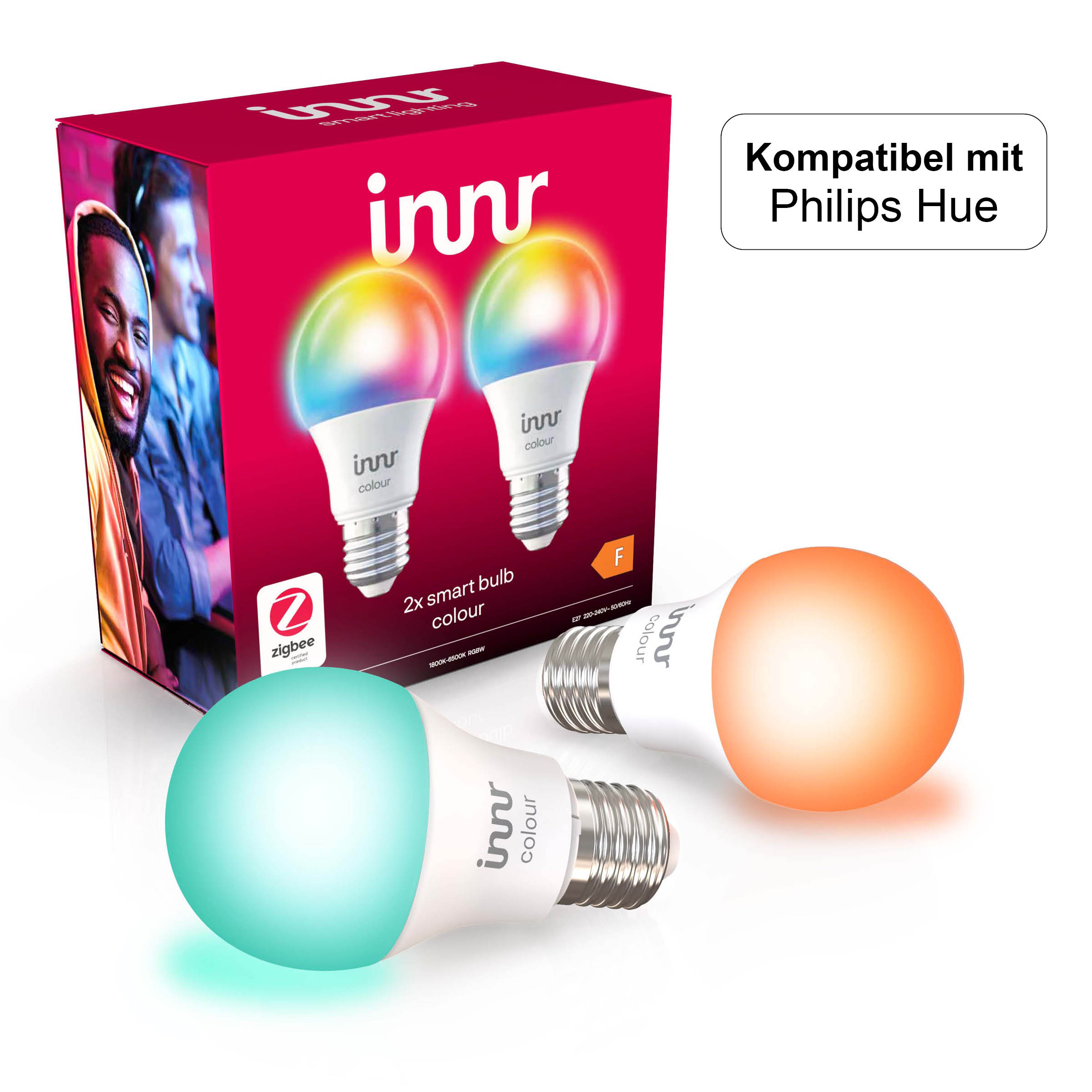 INNR Zigbee E27 Alexa, Hue RGB & White kompatibel Philips Farben, C-2 Million mit LED Lampe + lamp 16 Color, RGB, RB 286