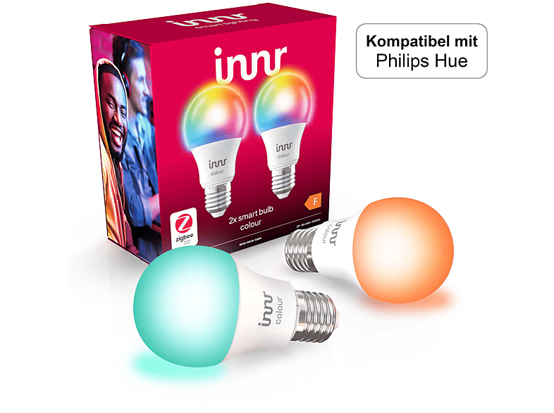 INNR Zigbee E27 Lampe Color, kompatibel mit Philips Hue & Alexa, RGB, 16 Million Farben, RB 286 C-2 LED lamp RGB + White