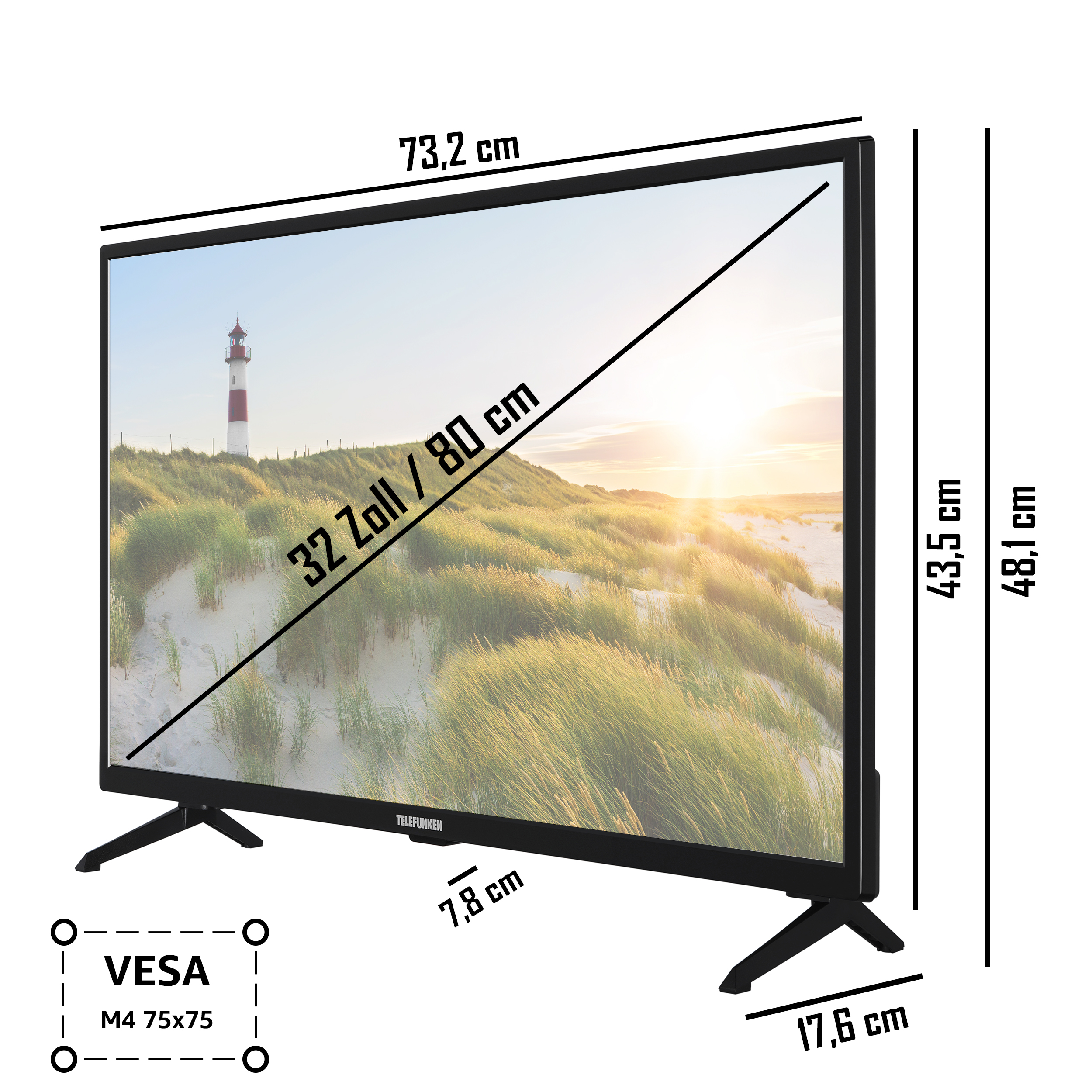 LED / (Flat, TV cm, 32 Zoll 80 Full-HD, SMART TV) XF32SN550S TELEFUNKEN