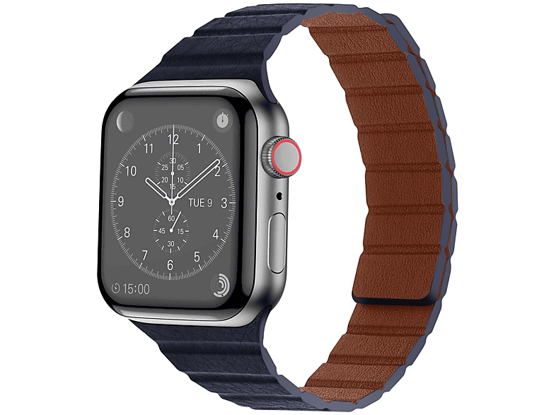 KÖNIG DESIGN Uhrenarmband Leder, Ersatzarmband, Apple, Watch Modelle 42 mm, 44 mm, 45 mm, Dunkelblau