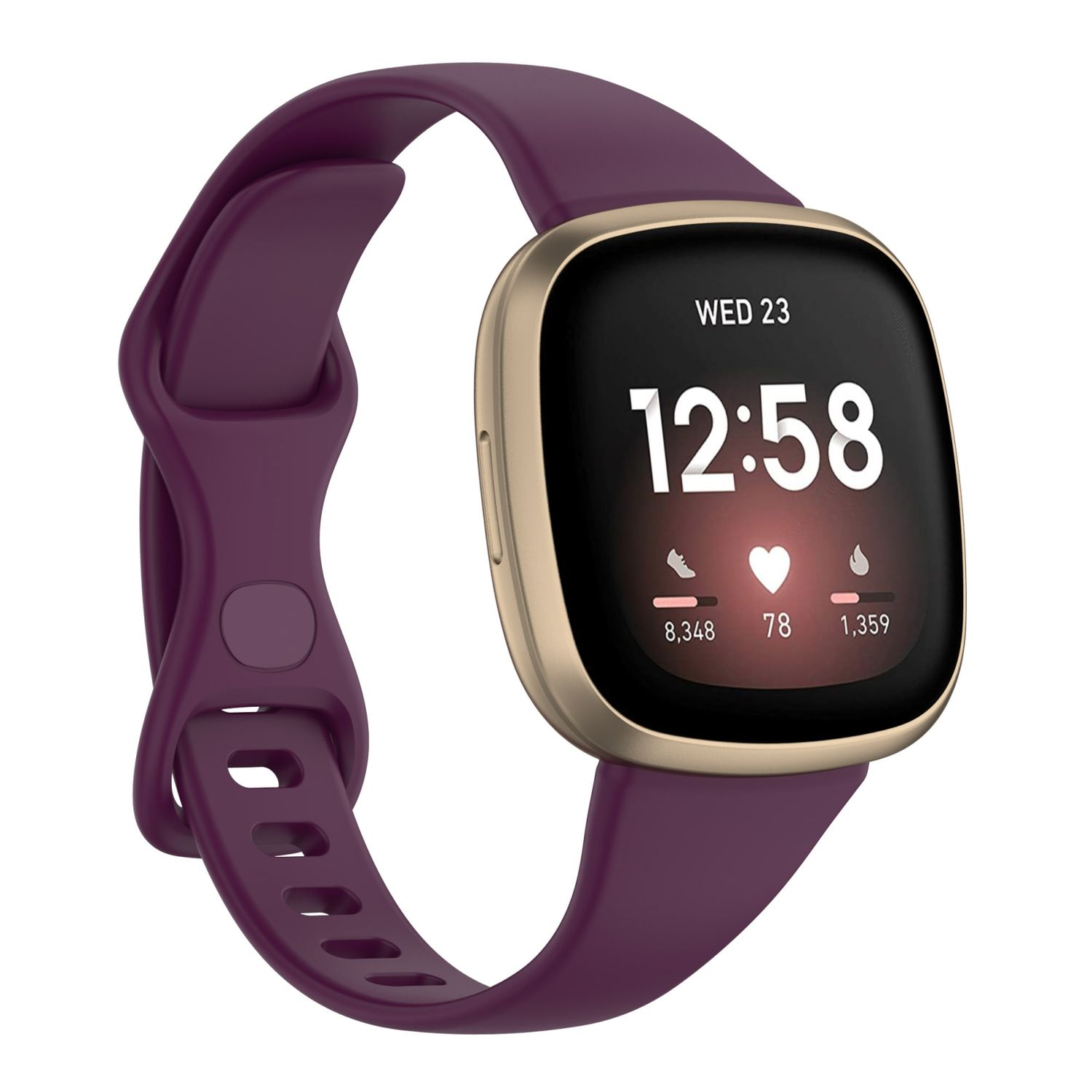 KÖNIG 3, Silikon, Ersatzarmband, Fitbit, DESIGN Versa Uhrenarmband Dunkelviolett