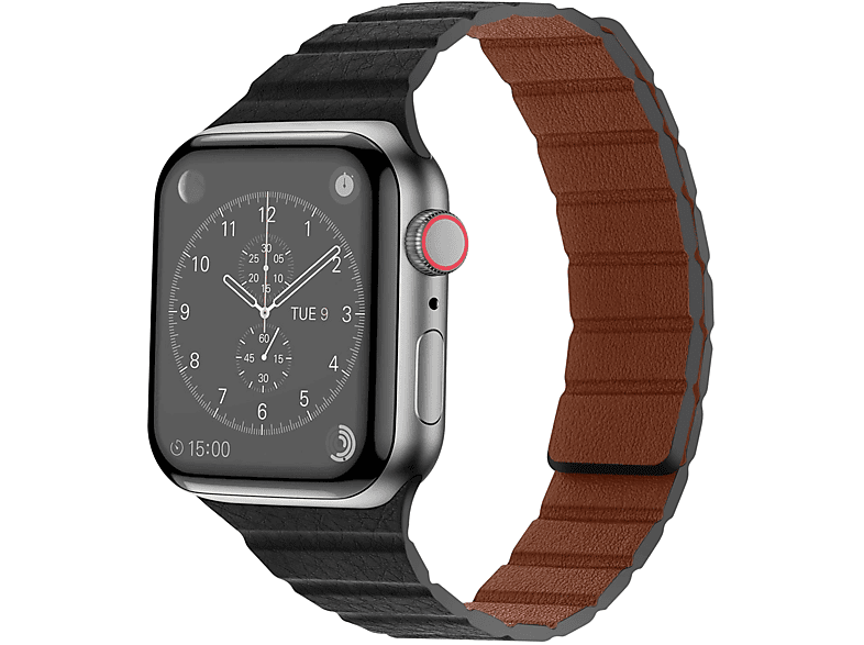 KÖNIG DESIGN Uhrenarmband Leder, Ersatzarmband, Apple, Watch Modelle 38 mm, 40 mm, 41 mm, Schwarz