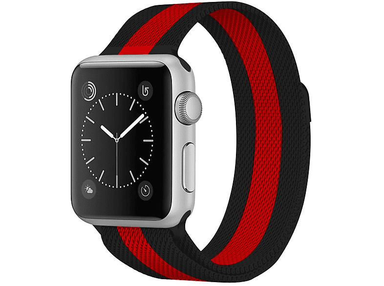 KÖNIG DESIGN Uhrenarmband Ersatzarmband, 44 Modelle 45 mm, Watch 42 Schwarzrot Apple, mm, Edelstahl, mm