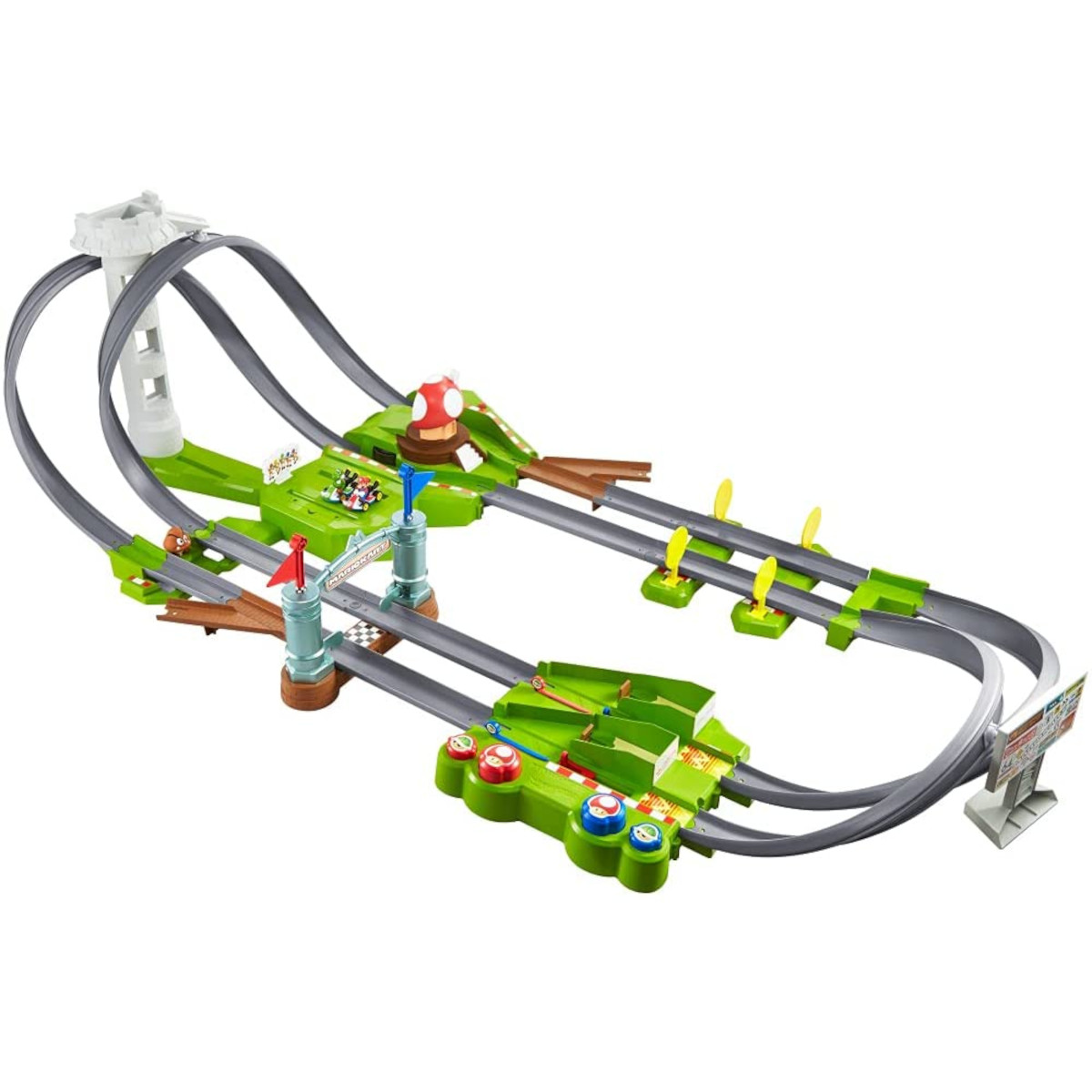 MATTEL Hot Wheels - 2 Kart Spielzeugautos Rennbahn inkl. Spielzeugrennbahn Mario