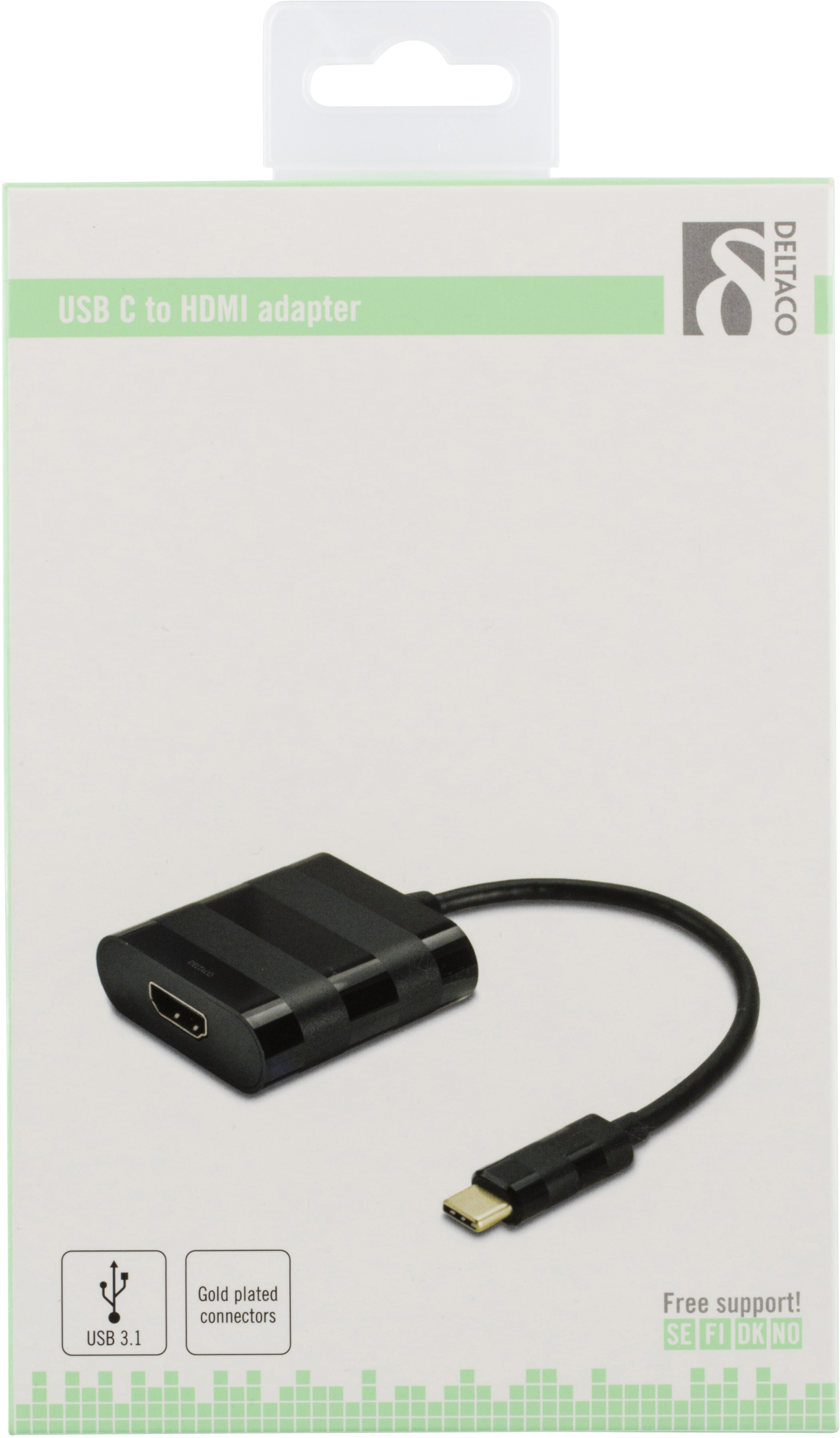 USB DELTACO Schwarz USBC-HDMI hub,