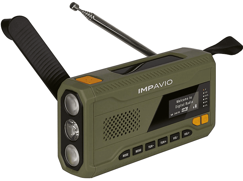 IMPAVIO DAB 1 Kurbelradio, DAB+, DAB, FM, AM, DAB+, DAB, FM, AM, grün | Radiogeräte
