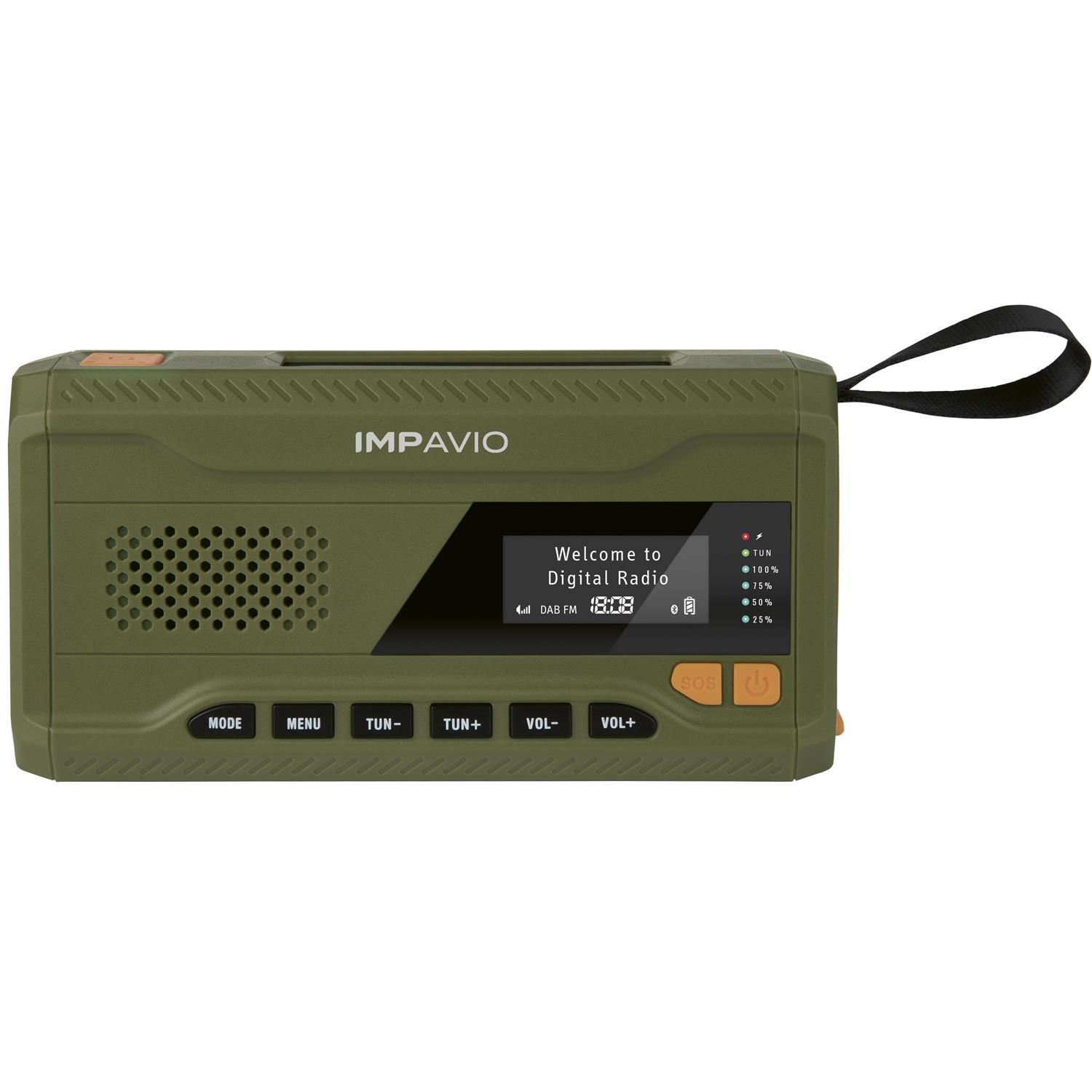 IMPAVIO DAB 1 Kurbelradio, AM, FM, FM, DAB, grün AM, DAB+, DAB, DAB