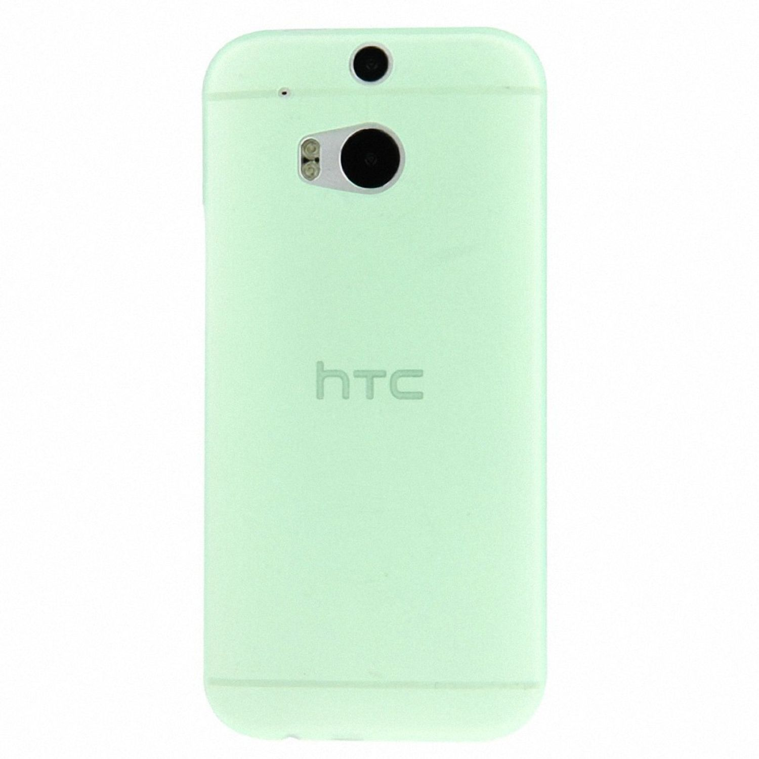 Hellgrüne Handyhülle mit HTC-Logo und Kamera.