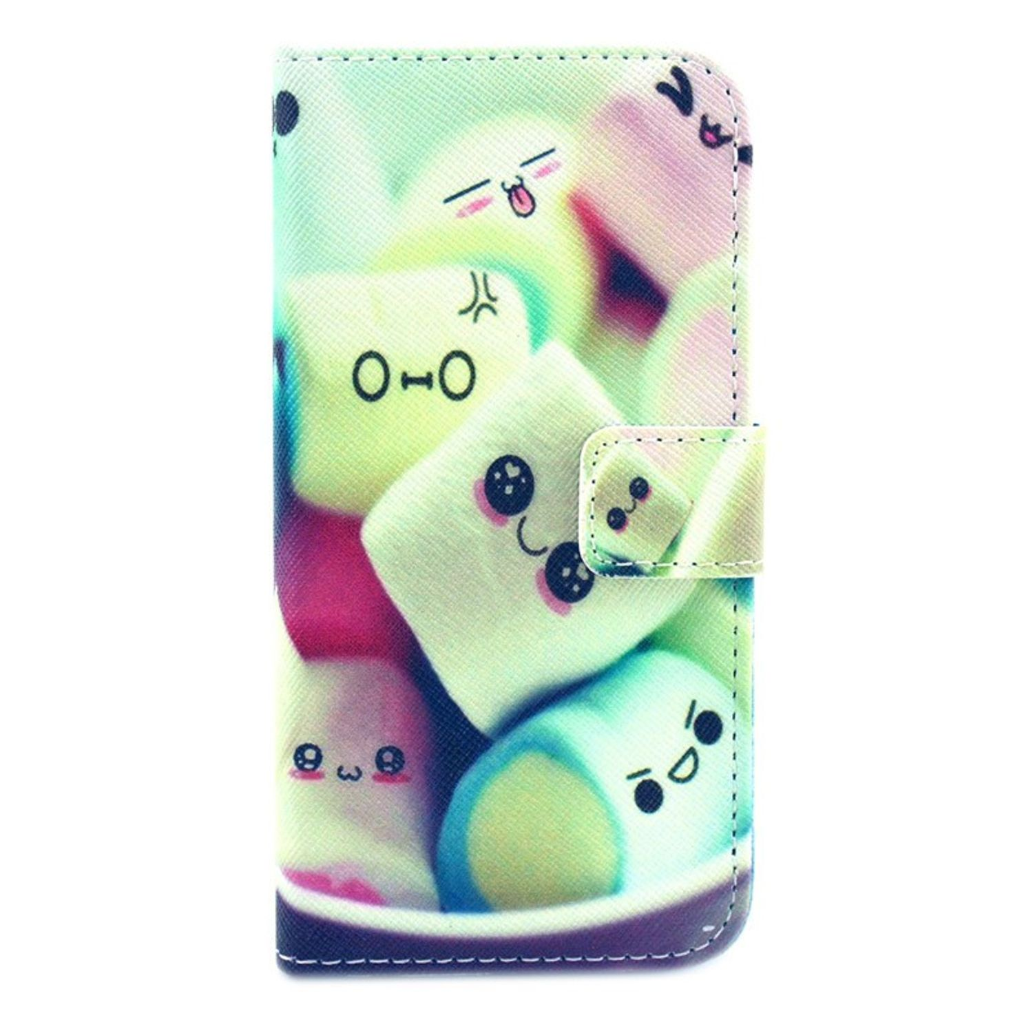 Handyhülle mit Marshmallow-Design. Weißer Hintergrund.