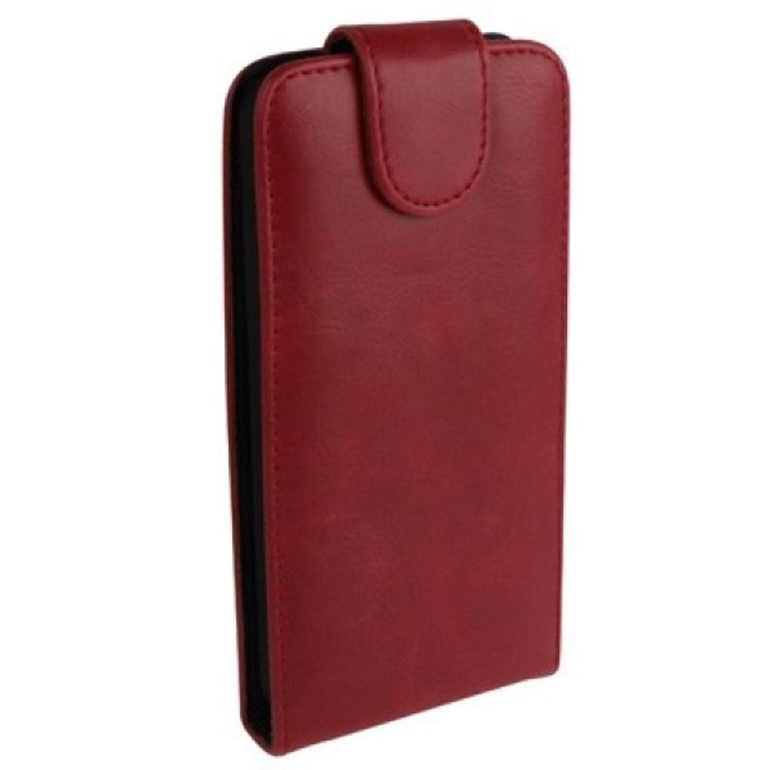 Rote Leder-Handyhülle mit Magnetverschluss.