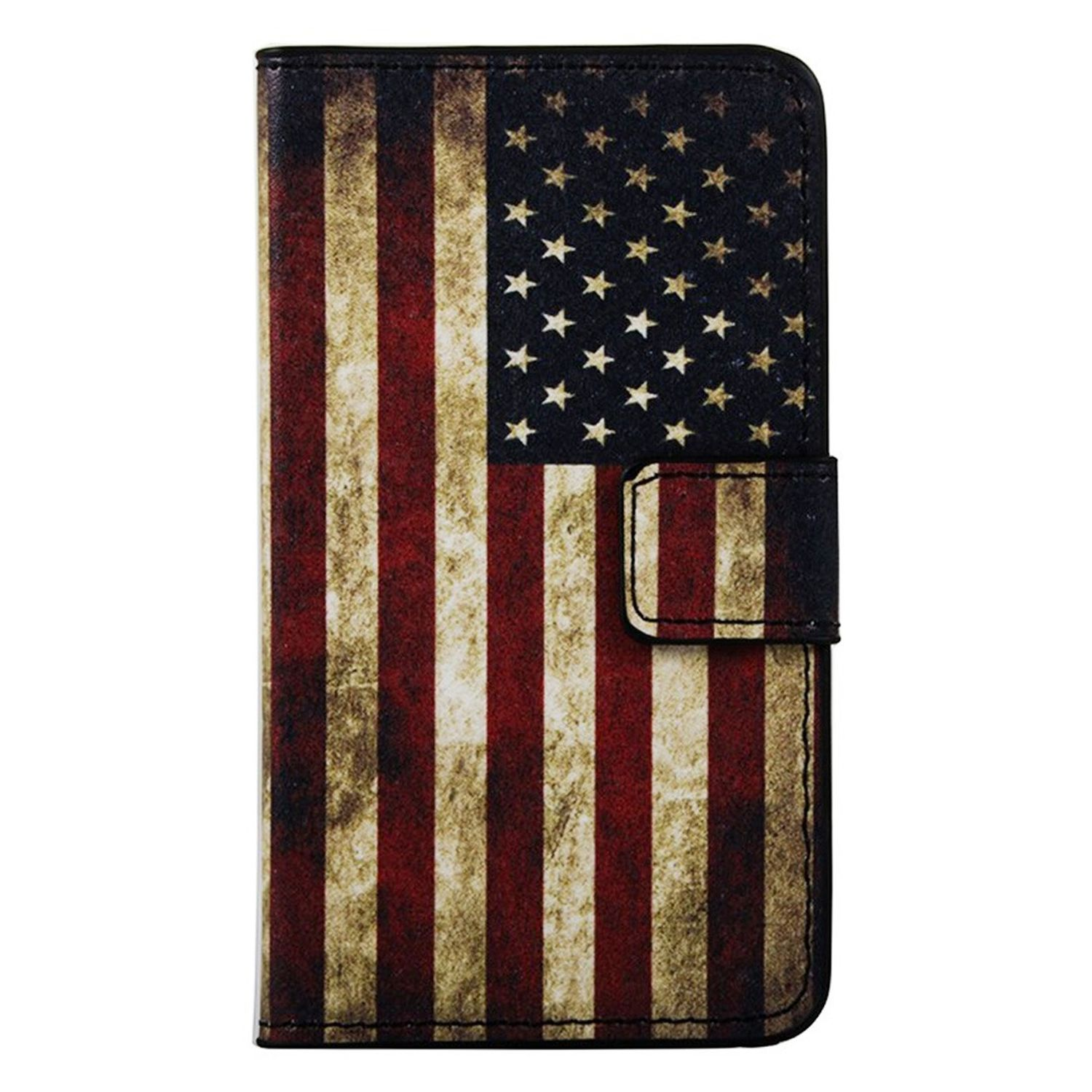 Handyhülle mit amerikanischem Flaggen-Design. Die Hülle ist geschlossen.