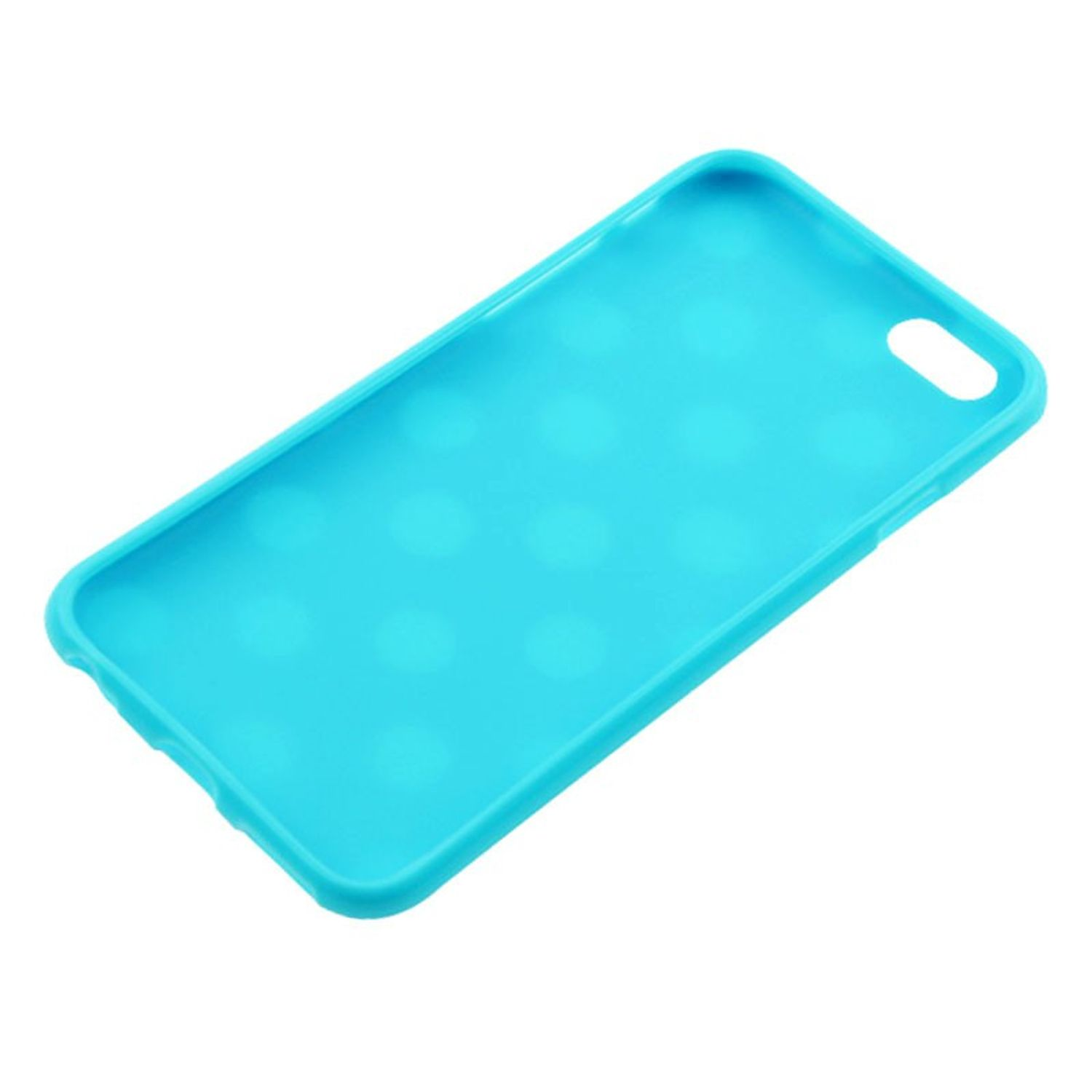 Blaues Handycase. Das Case hat Löcher für Kamera und andere Funktionen.