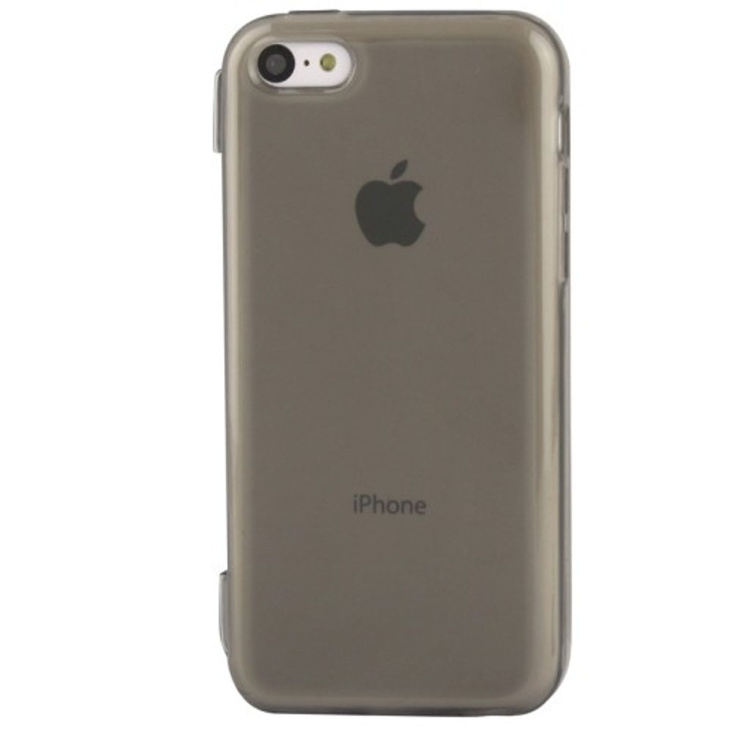 Eine schwarze Handyhülle mit dem Apple-Logo. Die Hülle hat einen dunkleren Farbton.