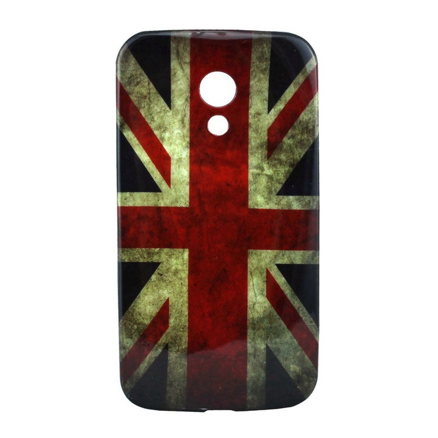 Handyhülle mit Union Jack Flaggen-Design. Schwarze Ränder.