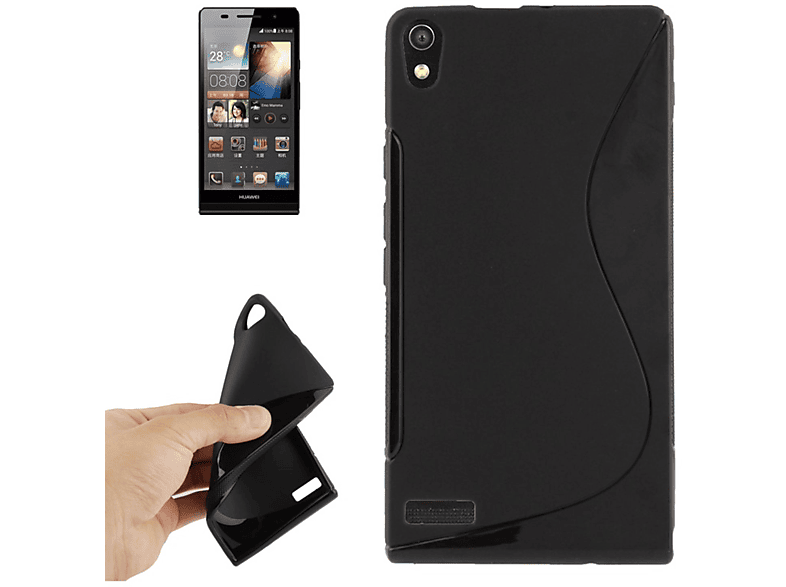 Schwarz KÖNIG Handyhülle, Huawei, DESIGN Ascend Backcover, P6,