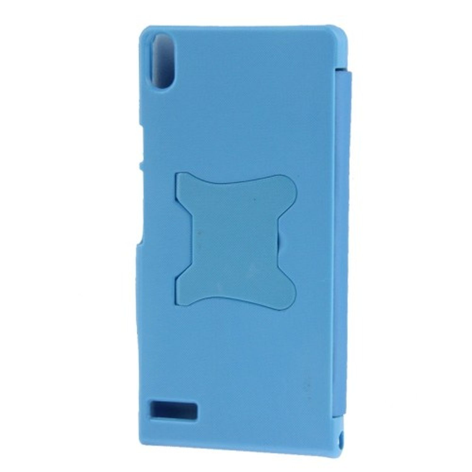 Blaue Handyhülle mit Ständerfunktion. Glatte Oberfläche.