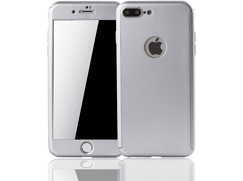 KÖNIG DESIGN Handyhülle 360 Grad Schutz, Full Cover, Apple, iPhone 7 Plus, Silber