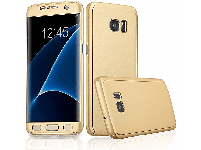 KÖNIG DESIGN Handyhülle 360 Grad Schutz, Full Cover, Samsung, Galaxy S6 Edge, Gold