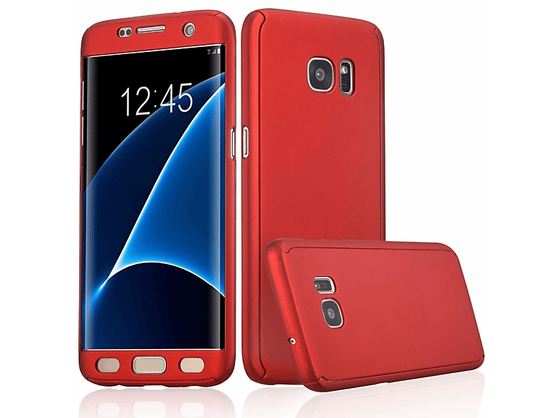 KÖNIG DESIGN Handyhülle 360 Grad Schutz, Full Cover, Samsung, Galaxy S7 Edge, Rot