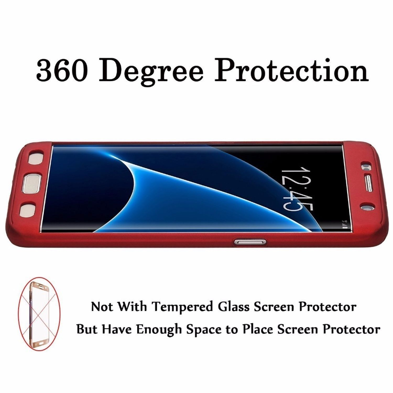 KÖNIG DESIGN Handyhülle 360 Grad Galaxy Full S6 Edge Samsung, Rot Schutz, Plus, Cover