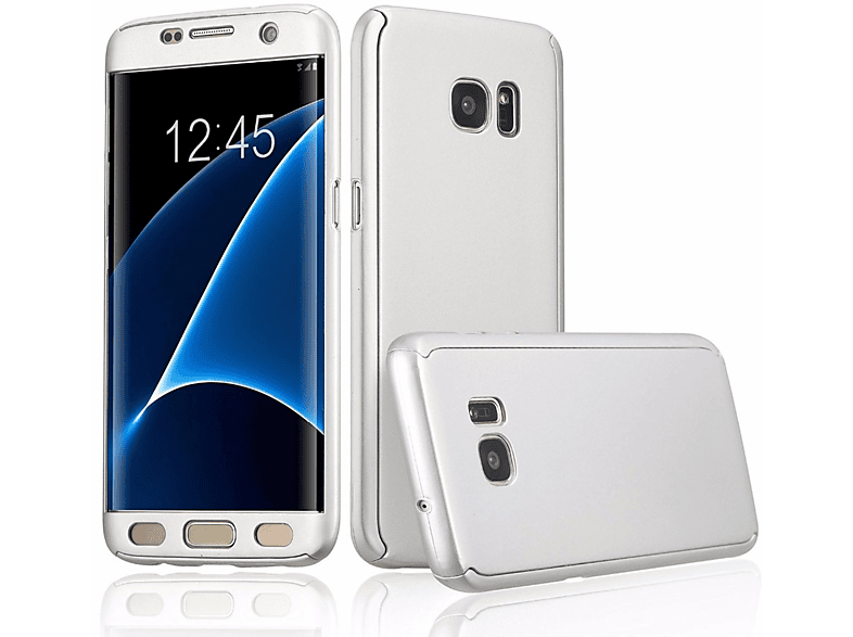 KÖNIG DESIGN Handyhülle 360 Grad Schutz, Full Cover, Samsung, Galaxy S6 Edge, Silber