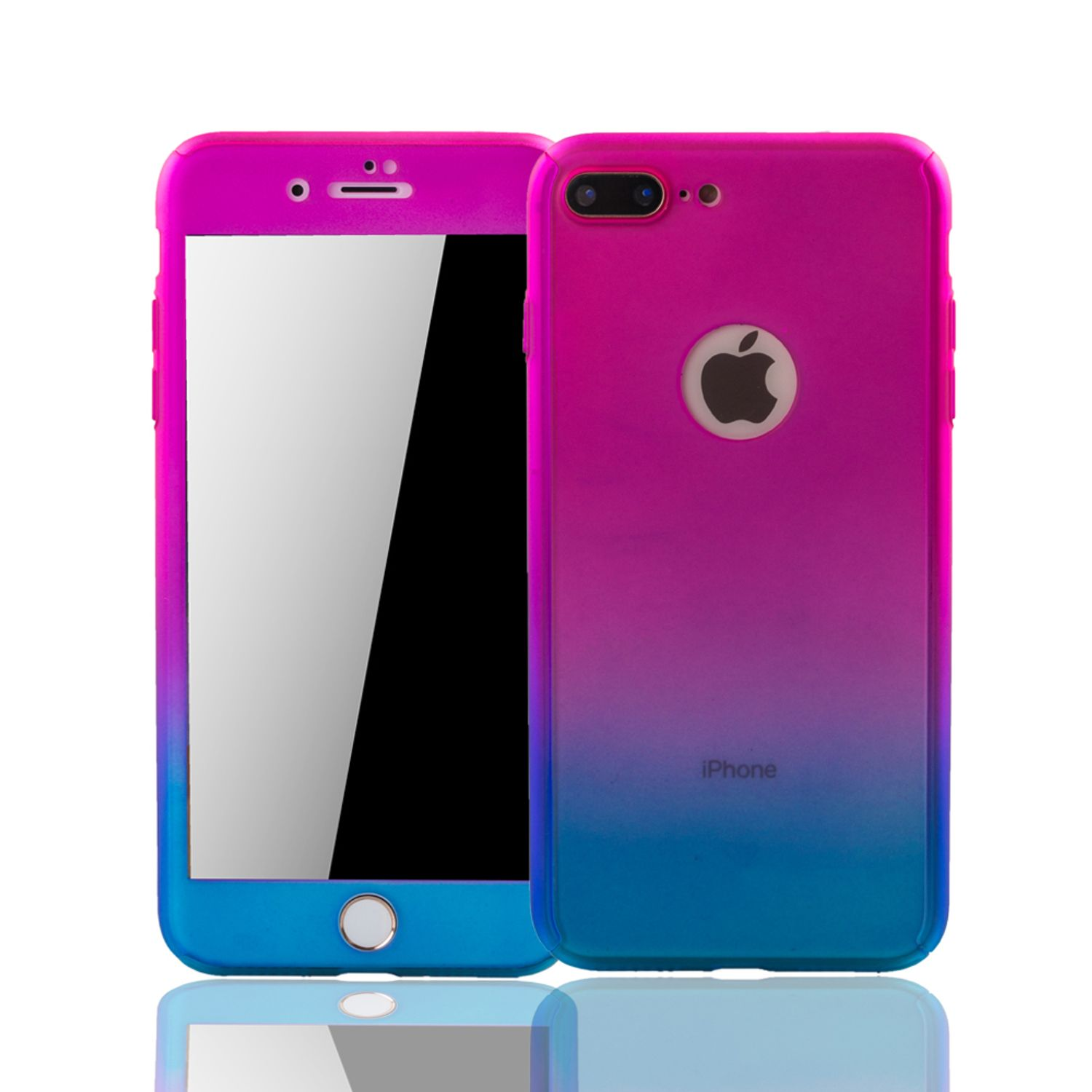 Mehrfarbig Cover, iPhone 360 Grad DESIGN KÖNIG Schutz, Full Handyhülle Apple, 7,
