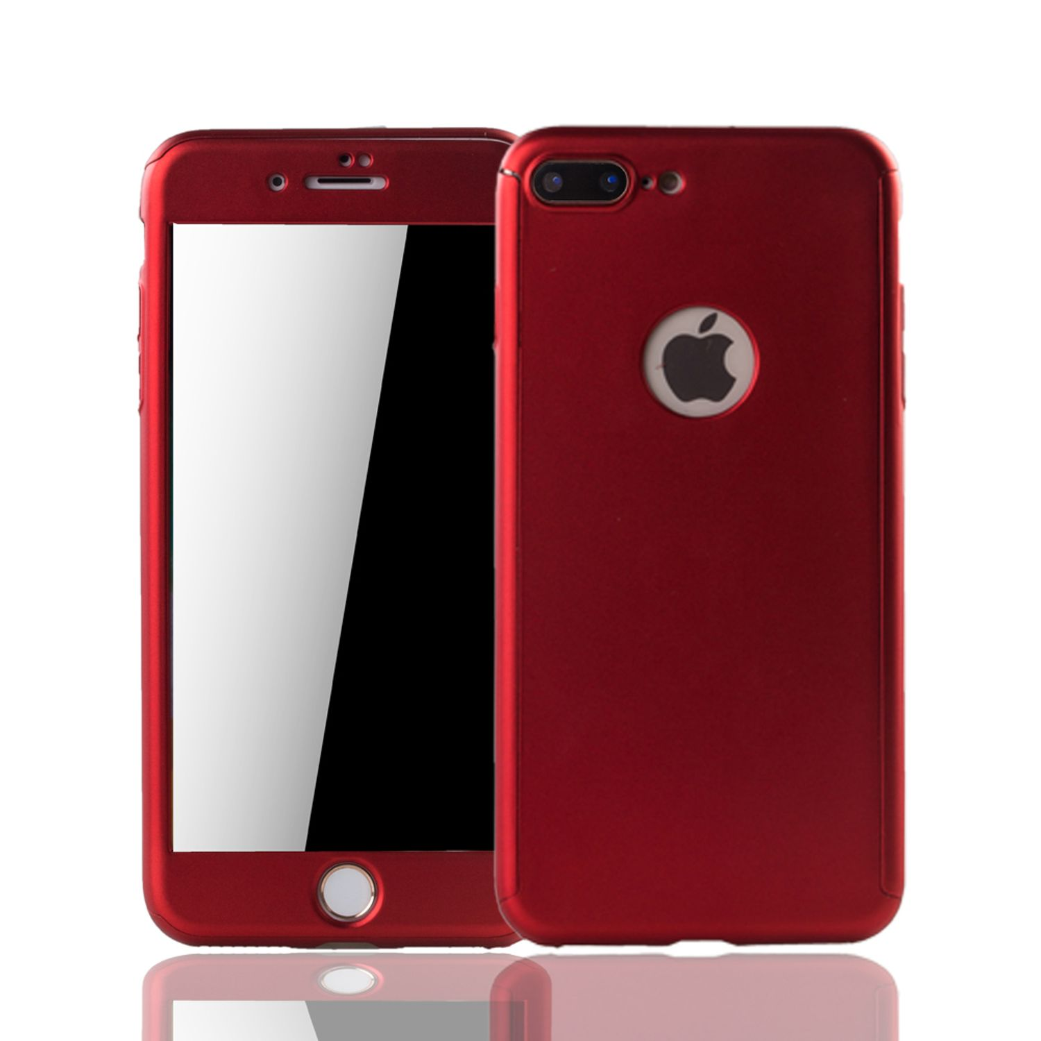 Schutz, KÖNIG DESIGN 7 Apple, Grad iPhone 360 Handyhülle Plus, Cover, Rot Full