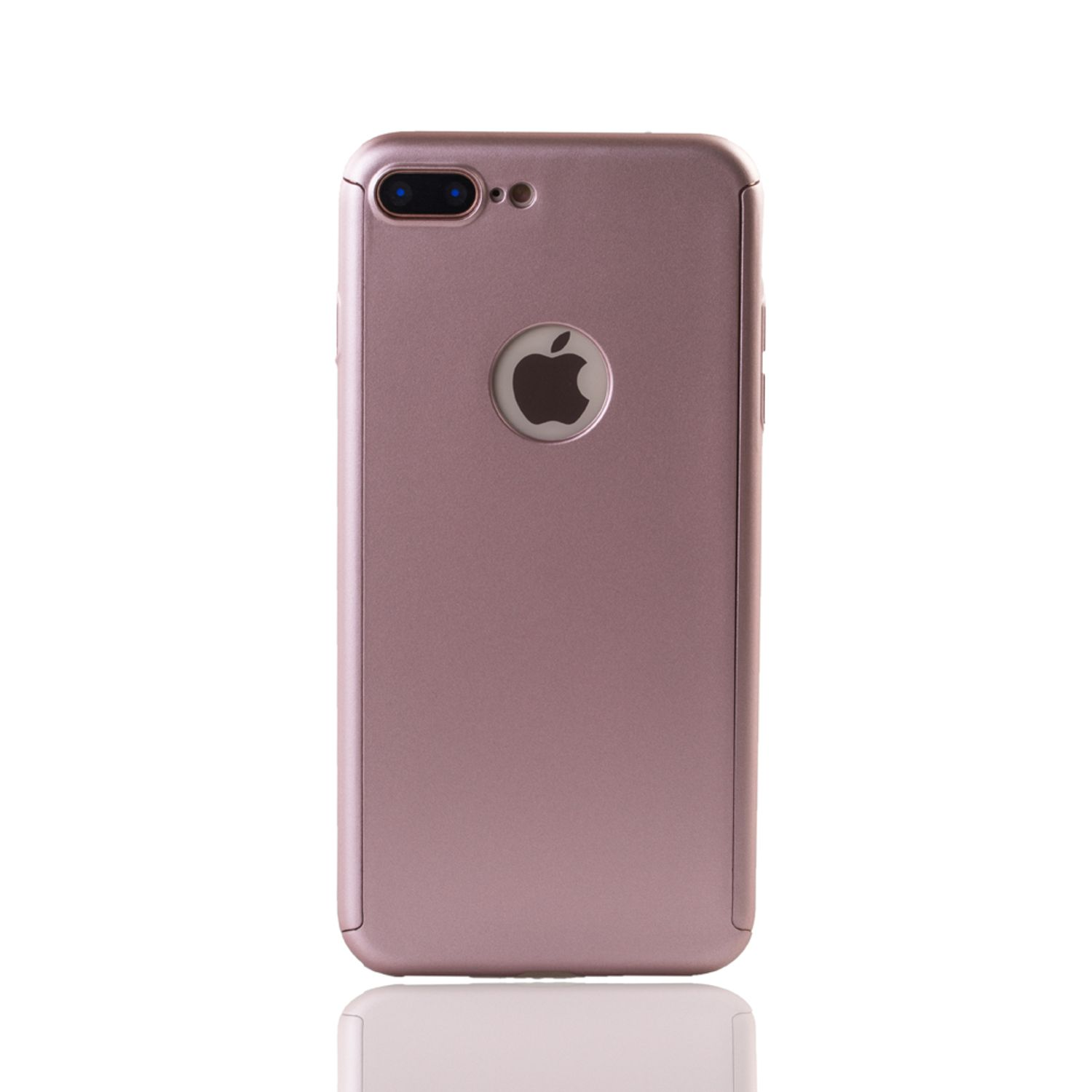 Roségoldene Handyhülle, Apple-Logo auf der Rückseite.