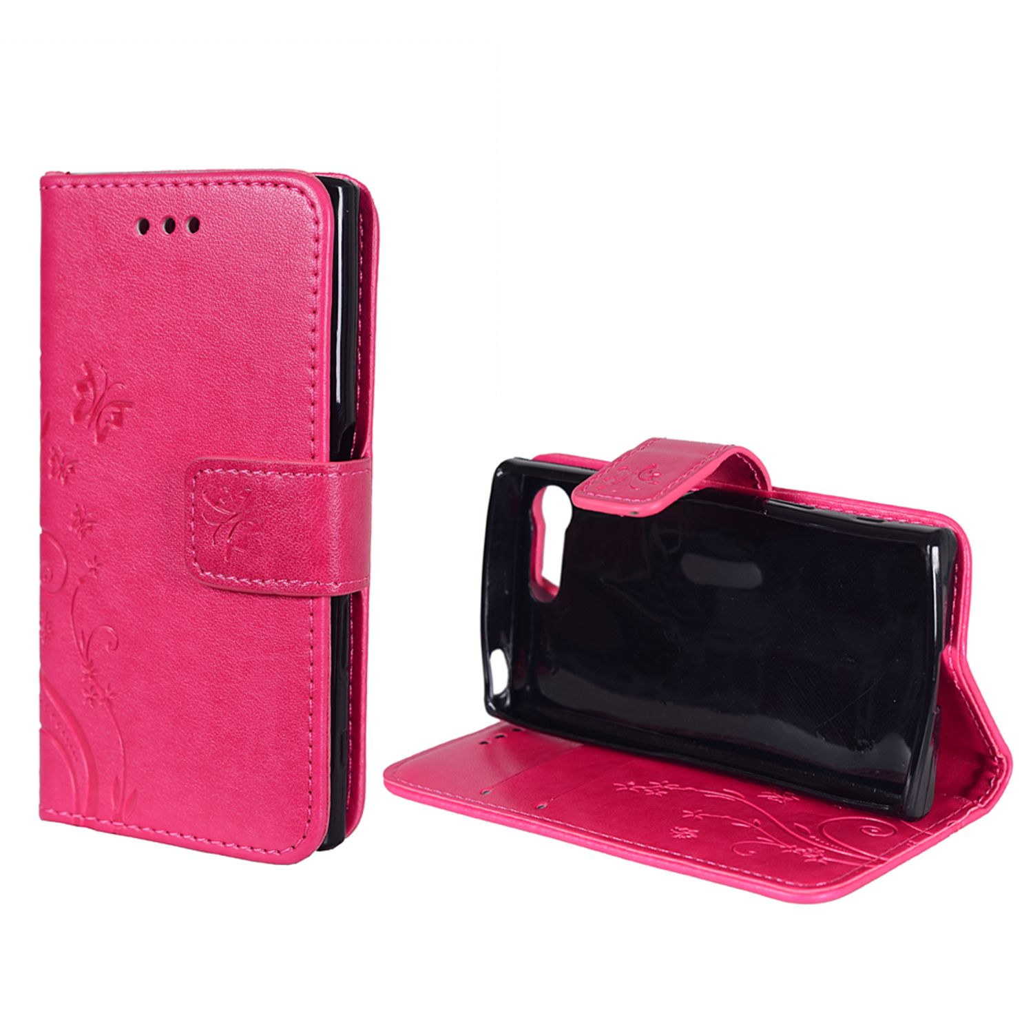 Pinke Handyhülle mit floralem Design.