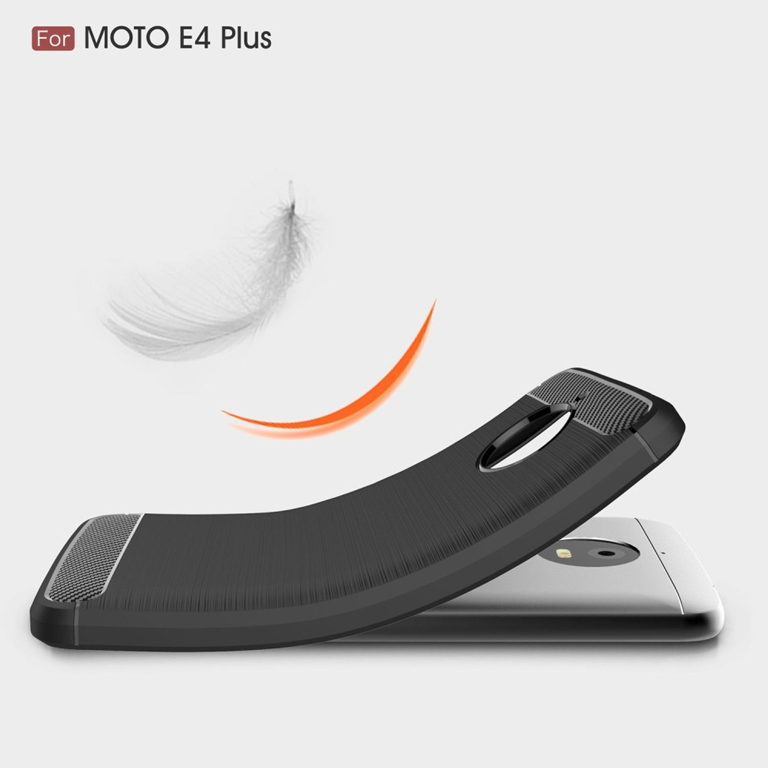 Handyhülle Optik, DESIGN Carbon KÖNIG Motorola, Plus, Schwarz E4 Backcover, Moto