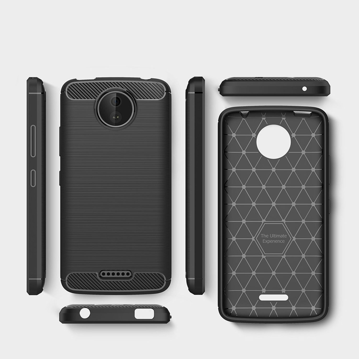 KÖNIG DESIGN Handyhülle Motorola, Moto Backcover, C, Grau Optik, Carbon