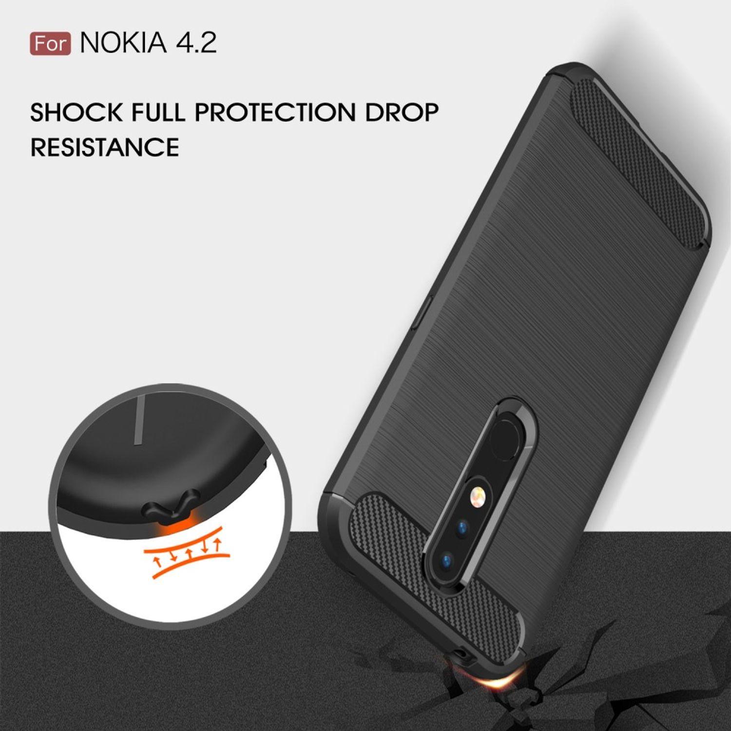 Backcover, Handyhülle Grau 4.2, DESIGN Nokia, KÖNIG Carbon Optik,