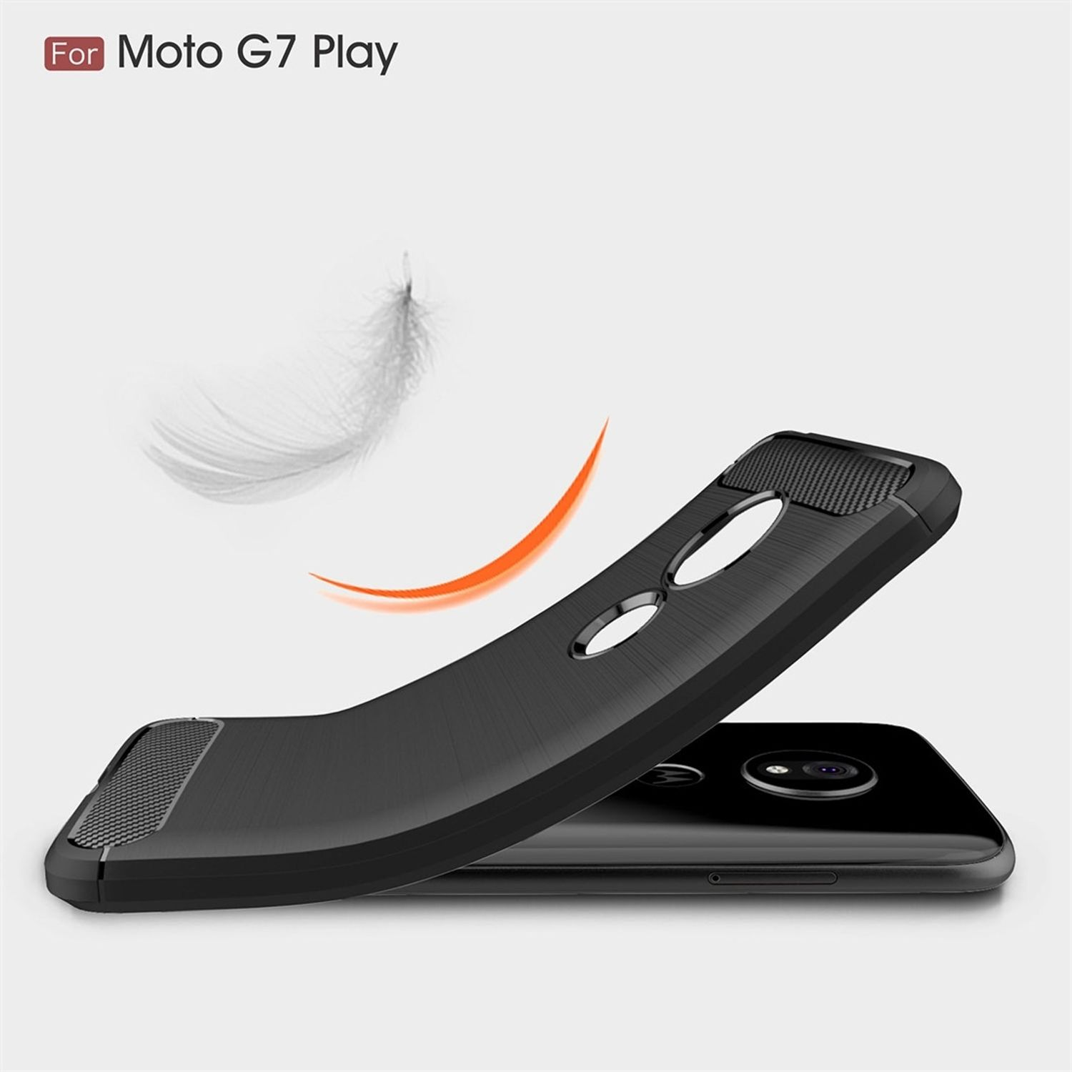KÖNIG DESIGN Moto Play, Carbon Motorola, Optik, Handyhülle G7 Backcover, Schwarz