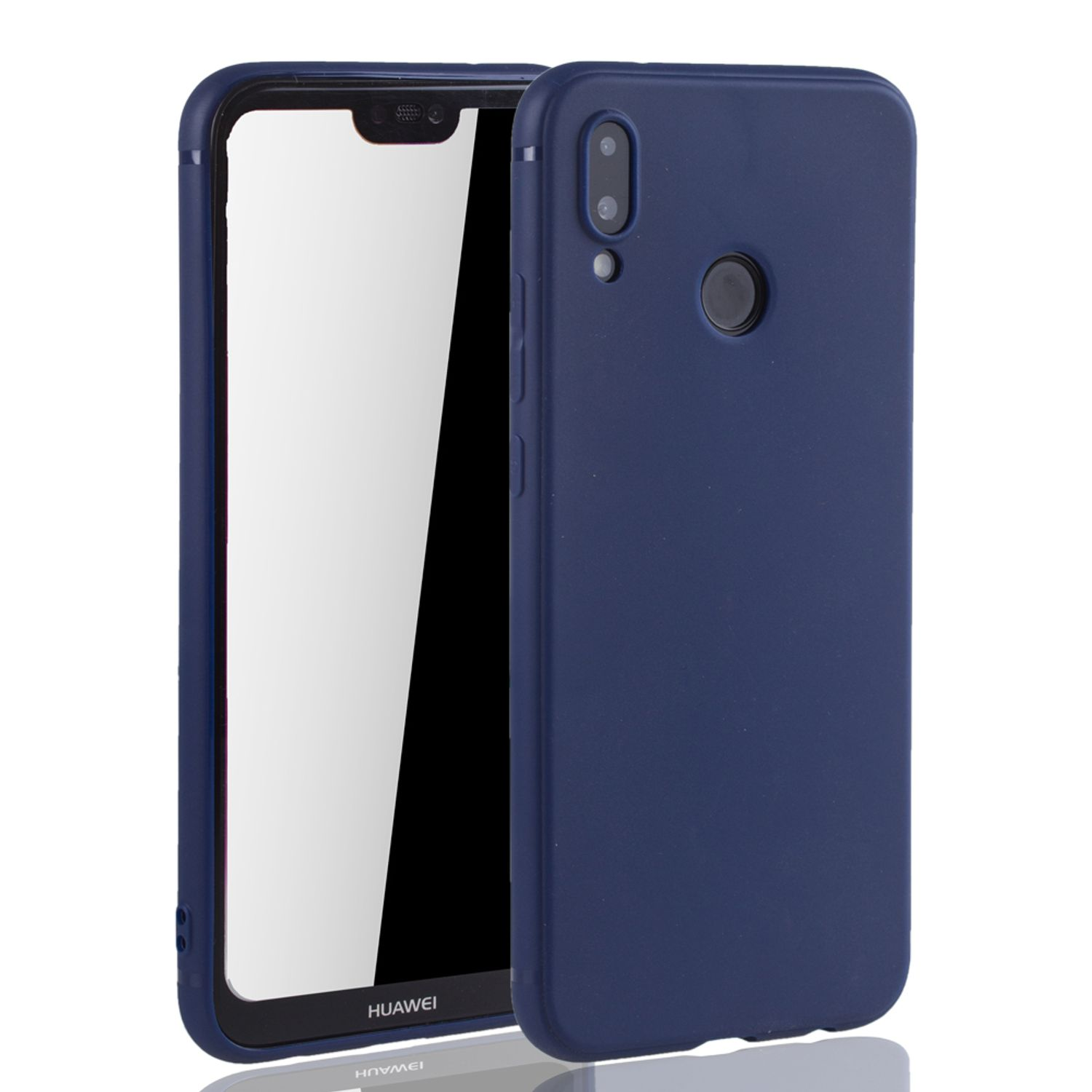Telefon mit blauer Hülle, das Telefon ist sichtbar.
