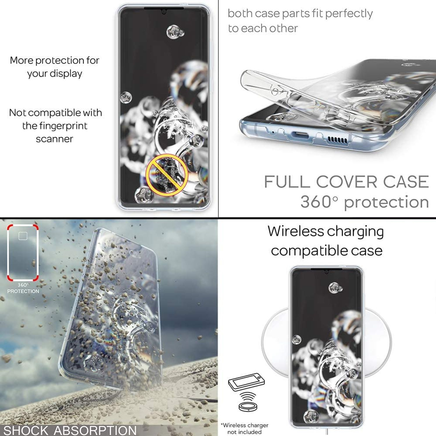 KÖNIG DESIGN Handyhülle Full-Cover 360 Samsung, Cover, S20 Plus, Full Galaxy Transparent Grad