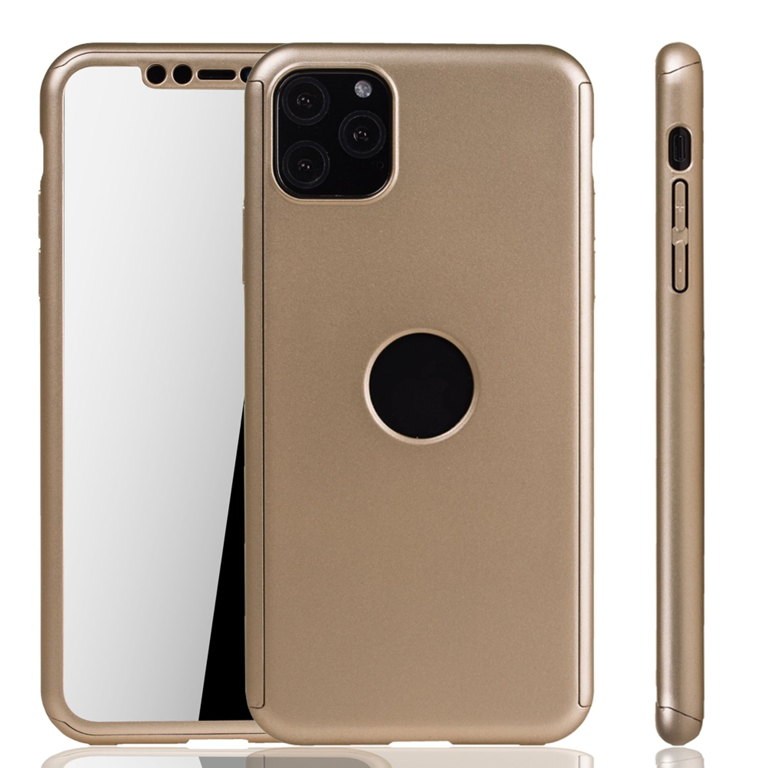 KÖNIG DESIGN Schutz, 360 Handyhülle Full Cover, Grad Apple, iPhone 11 Gold Pro