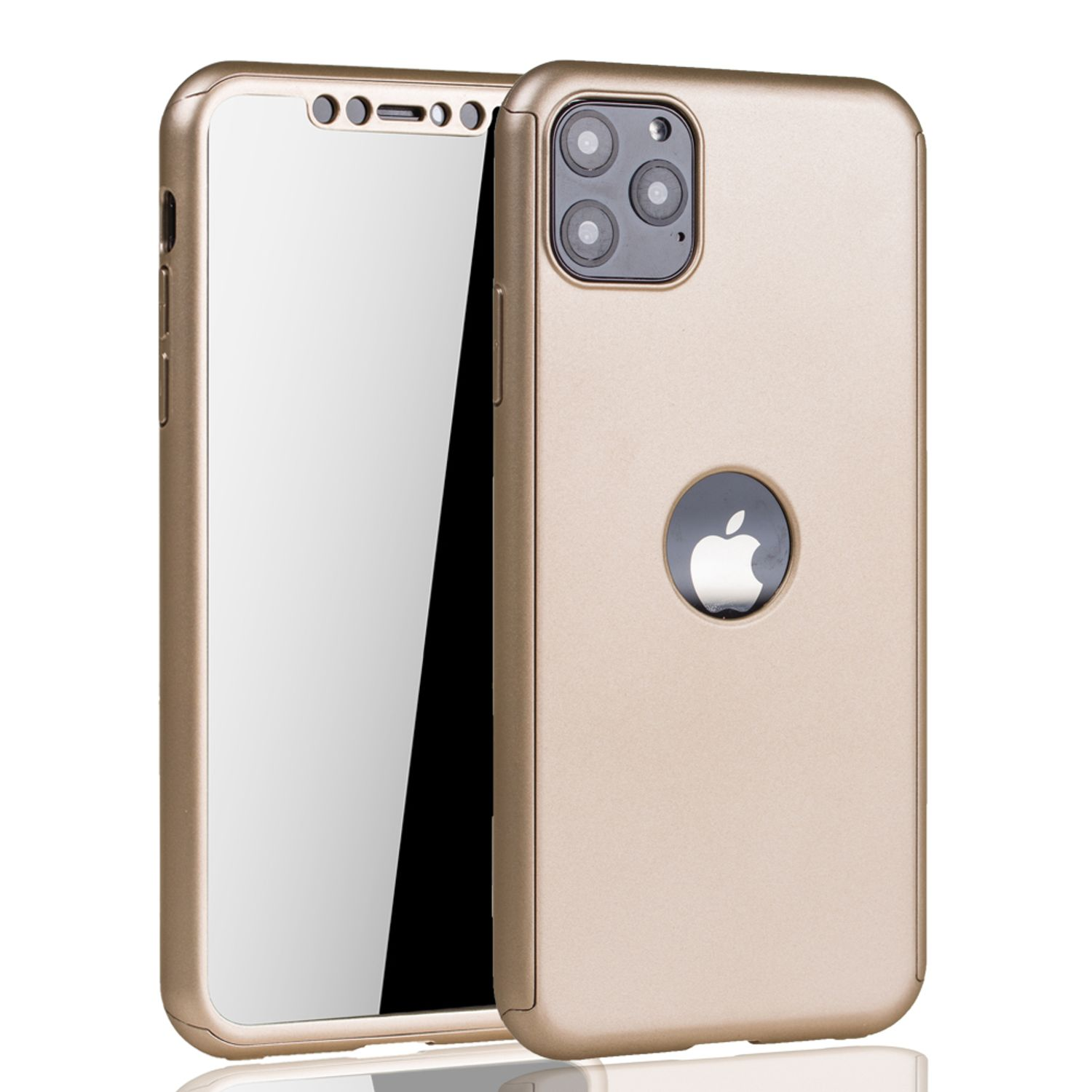 KÖNIG DESIGN Handyhülle 360 Grad iPhone Apple, Full Pro Max, Gold 11 Cover, Schutz