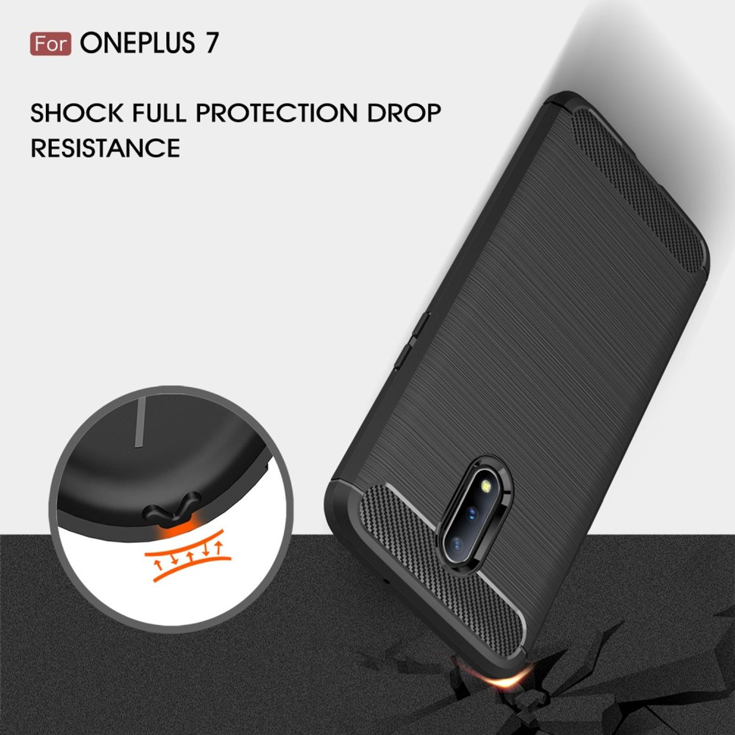 KÖNIG DESIGN Optik, OnePlus, Grau Backcover, 7, Handyhülle Carbon