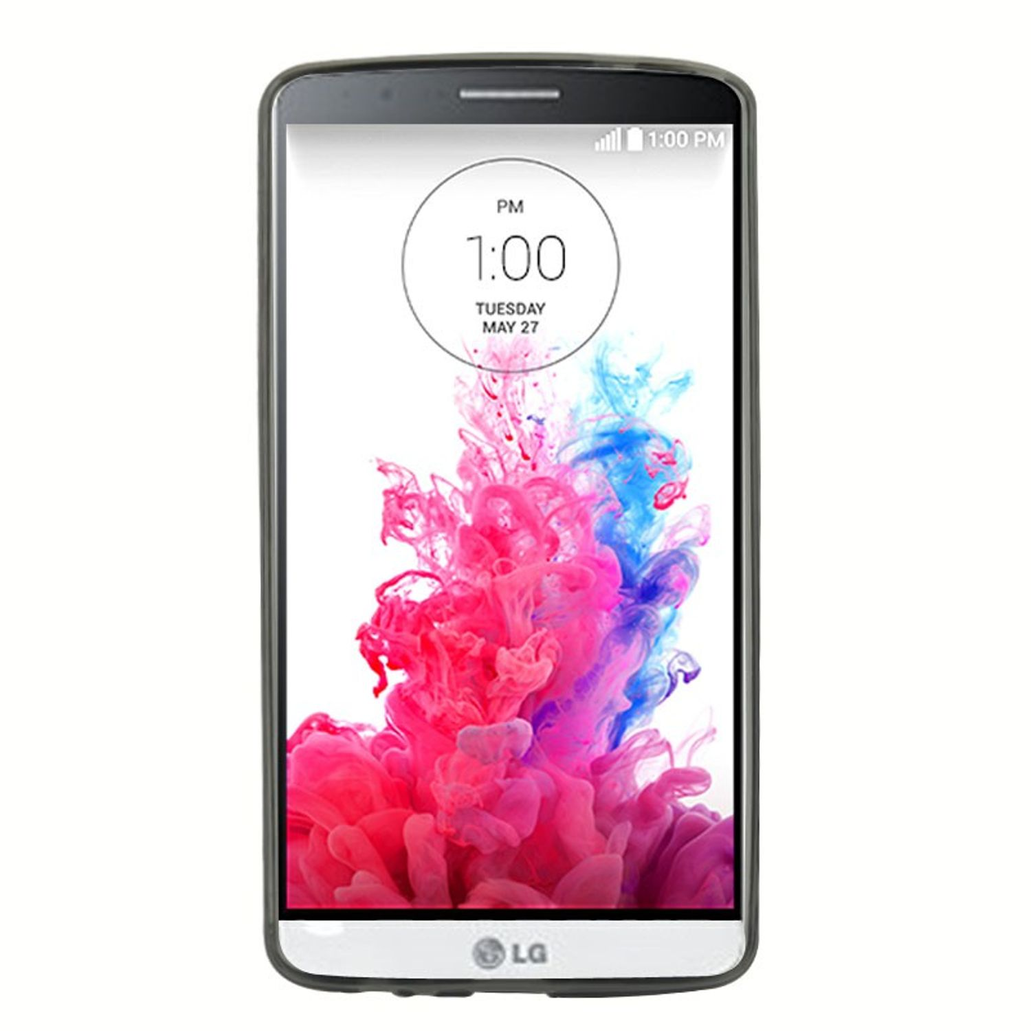 LG-Telefon mit farbenfrohem Display. Zeit: 13:00 Uhr, Dienstag, 27. Mai.