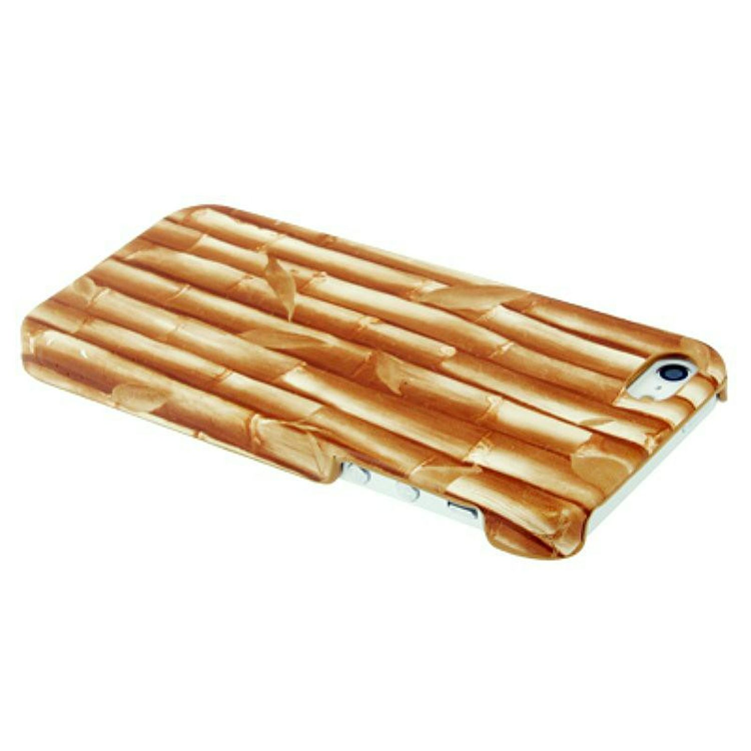 Handyhülle mit Holzmaserungsdesign. Weißer Hintergrund.
